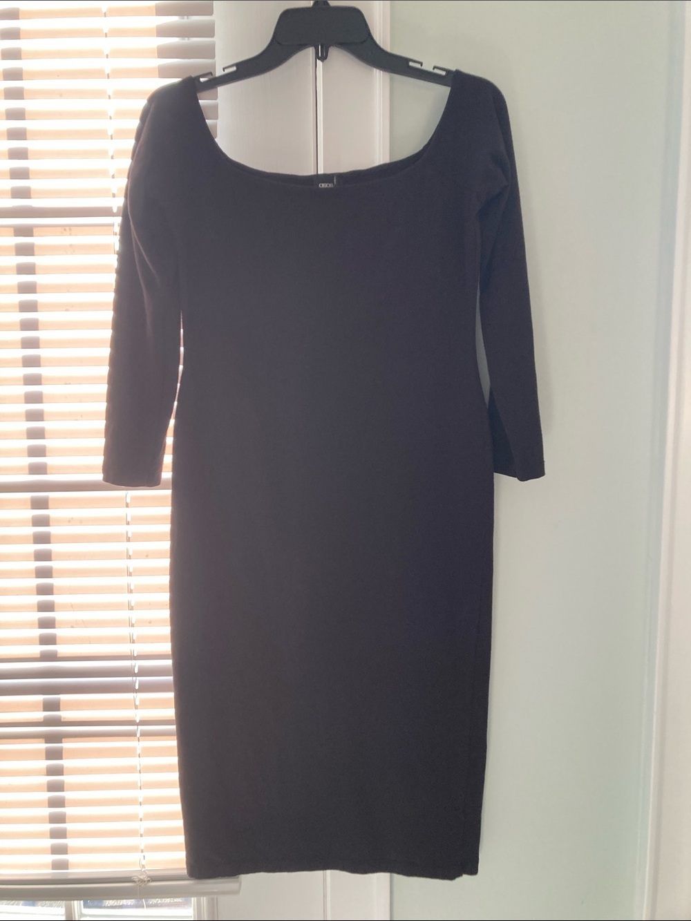 ASOS Black Midi Scoop Neck Sheath KnitDress. Size 12.